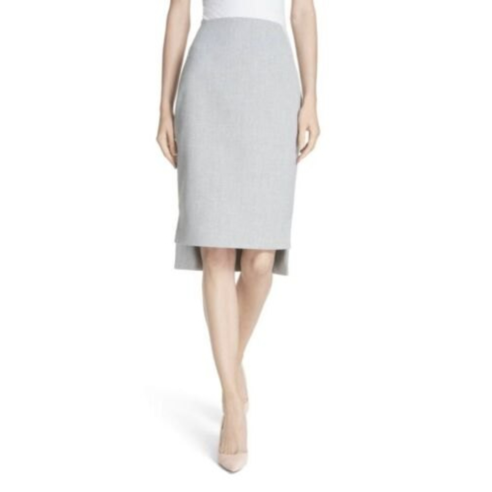 Ted Baker Light Gray Working Title Daizis Step Hem Pencil Skirt